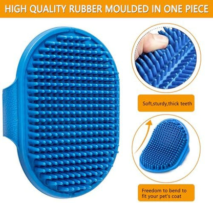 ROPO Dog Bath Brush, Dog Shampoo Brush With Adjustable Ring Handle Long Bristles, Upgraded Version Anti-Slip Back & Strap, Pet Grooming Brush for Dogs & Cats 2pcs