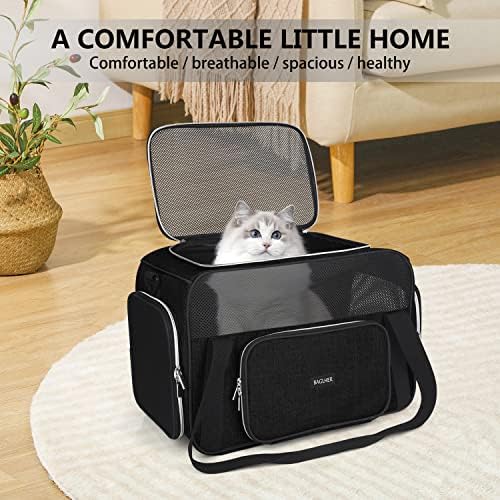 BAGLHER Pet Travel Carrier, Cat Carriers Dog Carrier for Small Medium Cats Dogs Puppies, Airline Approved Small Dog Carrier Soft Sided, Collapsible Puppy Carrier. Black