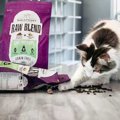 Stella & Chewy's Raw Blend Premium Kibble Cat Food – Grain Free, Protein Rich Meals – Cage-Free Poultry Recipe – 5 lb. Bag (Pack of 3)