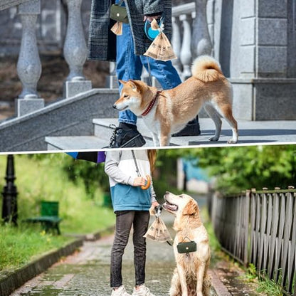 Affrolling 5 Pcs Leather Dog Poop Bag Holder Christmas Include 45 Scented Poop Bags Dispenser Cute for Travel Walking Dog Park and Outdoor Use(Dark Green)