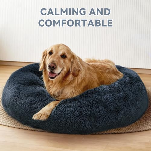 Large Dog Bed, Washable Plush Donut Dog Bed, 36 Inch