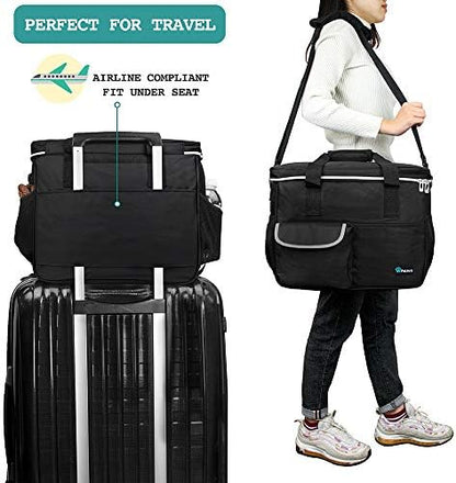 PetAmi Dog Travel Bag Organizer, Pet Supplies Tote Diaper Bag, Black Medium