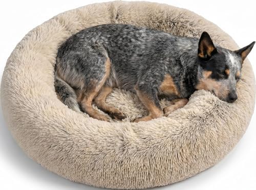 Best Friends by Sheri Original Calming Donut Dog Bed, Taupe, Medium, 30"