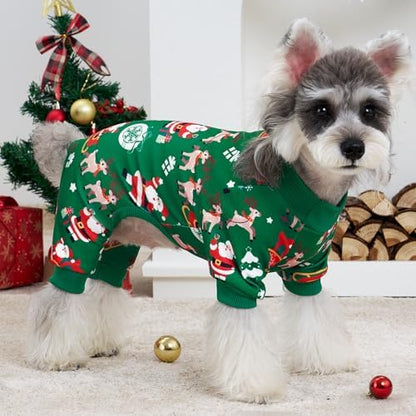 XPUDAC 4 Pack Christmas Dog Pajamas for Small Medium Dogs Pet Clothes 2XL