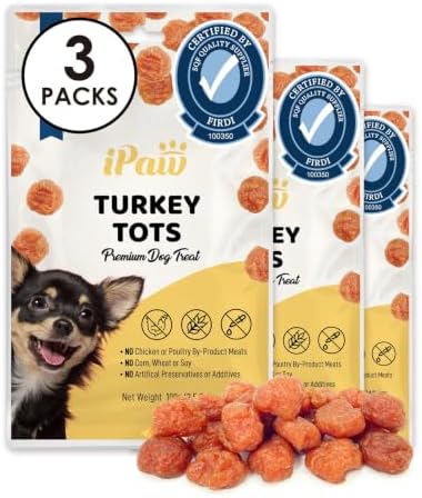 iPaw Turkey Tots Dog Treat, SQF-Certified Production Process,Training Treat