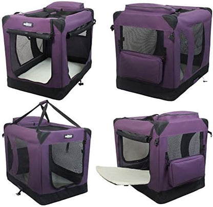 EliteField 3-Door Soft Dog Crate with Bed & Carrying Bag (2-Year Warranty)