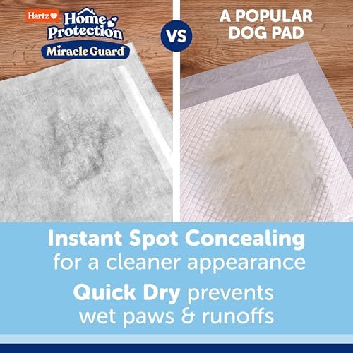 Hartz Miracle Guard Dog and Puppy Dog Pads Max Absorbency 24 Hour Use Odor Eliminating No Leaks, Regular Size 25 Count