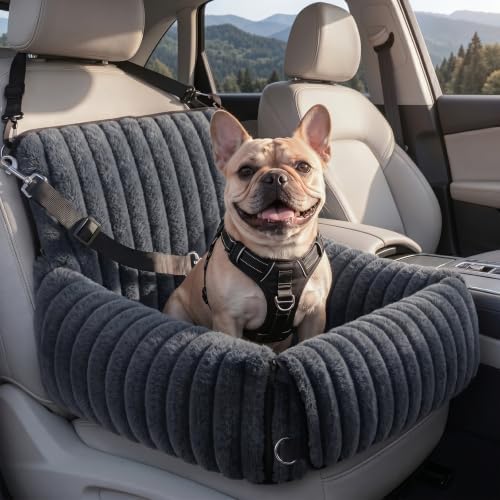 MIXJOY Dog Car Seat for Small/Medium Dogs up to 23 lbs, Multi-Functional Dog Carrier for Car with Detachable Washable Cover, Pet Travel Bed with Clip-On Safety Leash, Grey