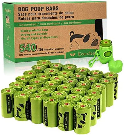 ECO-CLEAN Poop Bags, 36 Rolls/540 Dog Poop Bags with Dispenser