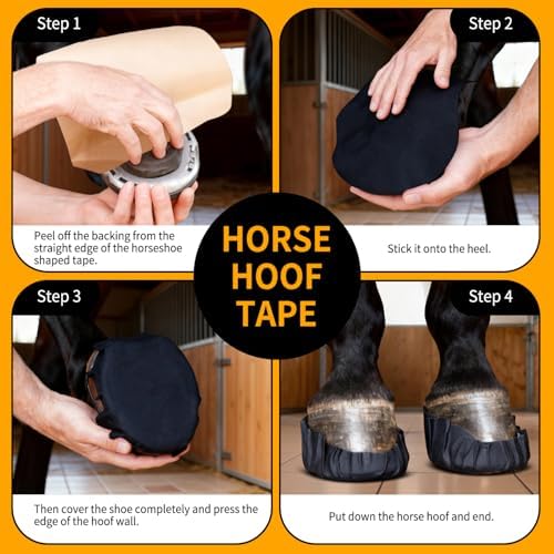 24 Pack Horse Hoof Tape with 8 Rolls of Vet Wrap, Magic Cushion Hoof Packing