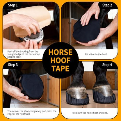 24 Pack Horse Hoof Tape with 8 Rolls of Vet Wrap, Magic Cushion Hoof Packing