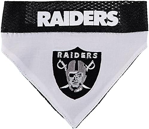 Pets First NFL DOG BANDANA - LA RAIDERS REVERSIBLE PET BANDANA. 2 Sided Sports Bandana with a PREMIUM Embroidery TEAM LOGO, Large/X-Large. - 2 Sizes & 32 NFL Teams available