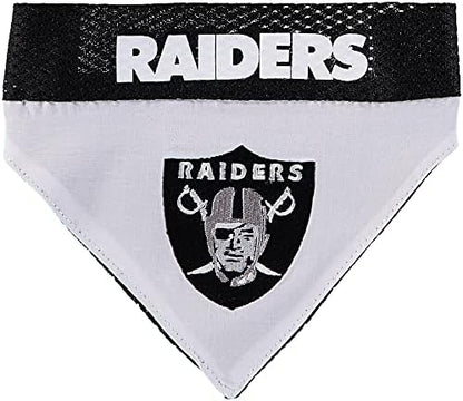 Pets First NFL DOG BANDANA - LA RAIDERS REVERSIBLE PET BANDANA. 2 Sided Sports Bandana with a PREMIUM Embroidery TEAM LOGO, Large/X-Large. - 2 Sizes & 32 NFL Teams available