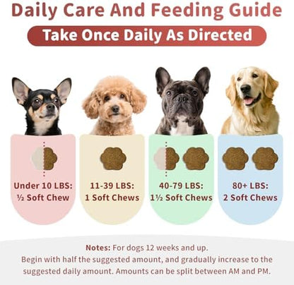 Dog Allergy Chews - Paw Licking, Seasonal Allergy & Itch Relief - Probiotics for Dogs Immune & Gut Health with Turkey Tail Mushroom, Pumpkin - Bacon Flavor - 90 Count