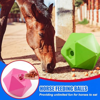 Seenelling 2 Pack Horse Treat Ball, 9" Feeder Toy for Horses, Green Pink