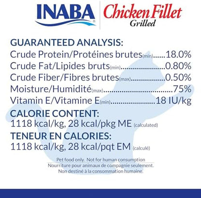 INABA Grilled Fillet Cat Treats, Chicken in Chicken Broth, 6ct