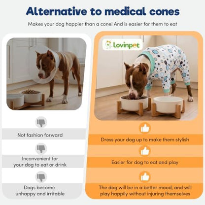 LovinPet Large Dog Pjs, Pitbull Clothes, Bullseye Melon Print, Grey, 2XL