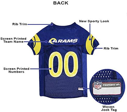 Pets First NFL Los Angeles Rams Dog Jersey, Size Large, Football Shirt Costume for Pet, Dog Sports T-Shirt, NFL Team Clothing for Cats, Licensed Pet Apparel Available in 7 Sizes and 32 Teams