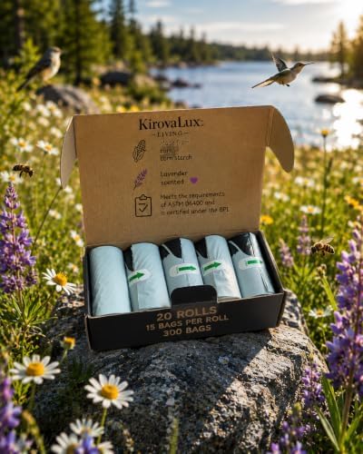 Compostable Dog Waste Poop Bags 300 count 20 Rolls Lavender Scent