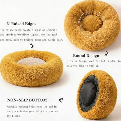 nononfish Cozy Dog Bed for Small Dogs,Plush Calming Pet Bed