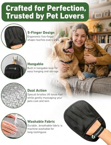 Pet Hair Removal Glove - Removes Cat & Dog Hair from Furniture, Sofa, Carpet, Clothes, Curtains & Pet Beds, Reusable Lint and Fur Remover mitt for Home Cleaning, 1 Pack