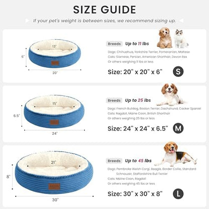 Love's cabin Round Donut Cat and Dog Cushion Bed, 24in Pet Bed for Small or Medium Dogs, Anti-Slip & Water-Resistant Bottom, Soft Durable Fabric Pet Beds, Washable Calming Cat Bed Royal Blue