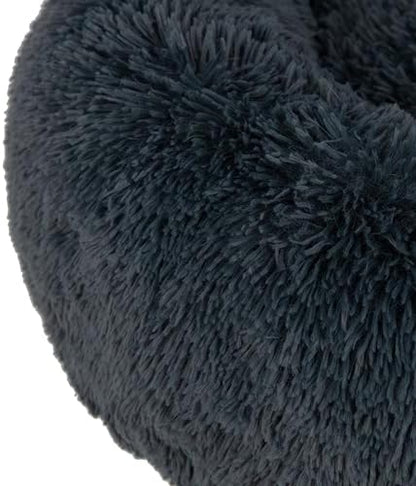 Best Pet Supplies Round Calming Dog Bed for Small, Medium & Large Dogs, Plush Donut Cuddler Pet Bed w/Raised Rim for Head, Neck Support, Anti-Slip Bottom Washable Bed - Gray, 24 x 24 x 7