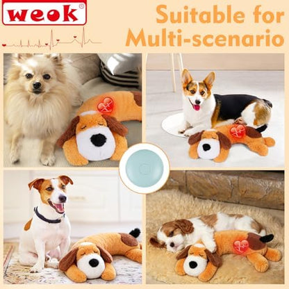 WEOK Heartbeat Puppy for Dogs-for Separation Anxiety Relief, Heartbeat Stuffed Animal Anxiety Calming Behavioral Aid Plush Toy for Dogs Cats Pets