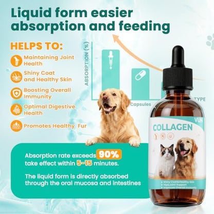 VUN Liquid Collagen for Dogs-Hip and Joint Support,Skin Coat Health