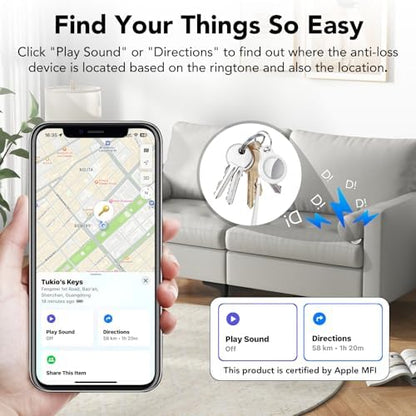 Air Tracker Tags-4 Pack (iOS Only), [Apple MFi Certified] Key Finder