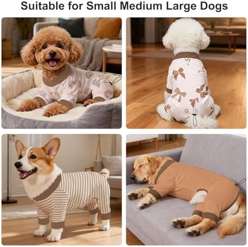 Bienbee Dog Pajamas, 4 Pack Adjustable Onesies for Small to Large Dogs M
