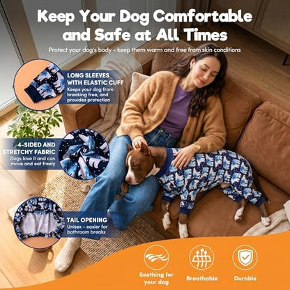 LovinPet Big Dog Pajamas, Dogs Pullover Shirt, Blue Triangle Print, M