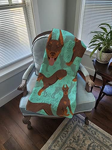 Caroline's Treasures MLM1075LQB Red Doberman Pinscher Quilted Blanket 50x60 Artwork Pattern Quilted Throw Blanket for Bed, Couch, Sofa, Soft and Lightweight