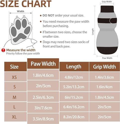 PUPTECK Anti-Slip Dog Socks with Double Sides Grips for Small Medium Large Dogs Hardwood Floors Prevents Licking, Dog Shoes for Hot Pavement Traction Control Paw Protector for Senior Dogs, Pink M