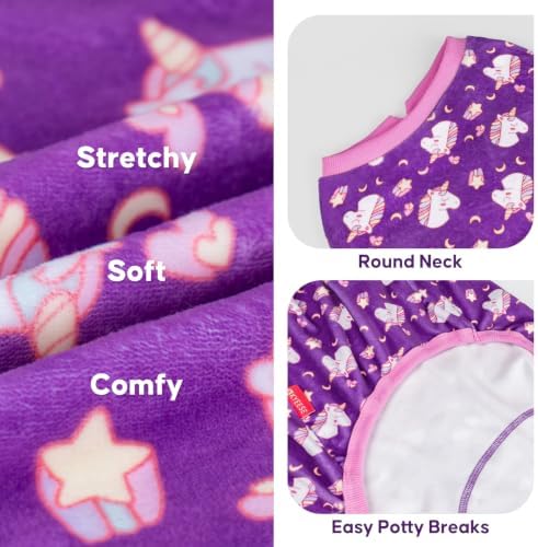 KYEESE Velvet Dog Pajamas for Medium Large Dogs Soft Onesie, Unicorn Purple