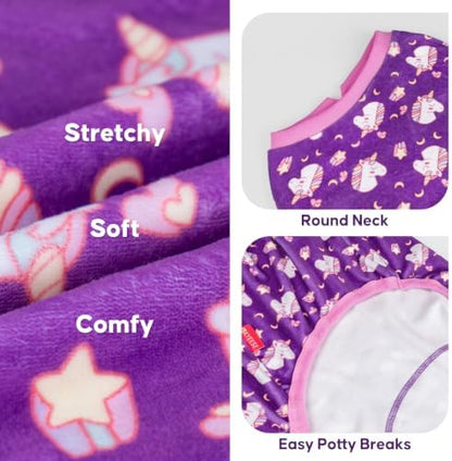 KYEESE Velvet Dog Pajamas for Medium Large Dogs Soft Onesie, Unicorn Purple