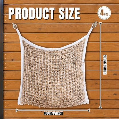 Slow Feed Hay Nets for Horses, Large Capacity Hay Bags, 4 Pack