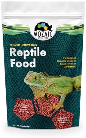 Mozaic Premium Herbivorous Reptile Food - 14 oz Bag - Small 1/8" Pellets for Iguanas, Bearded Dragons, Uromastyx, & Juvenile Tortoises - Complete Formulated Diet with Essential Amino Acids & Nutrients