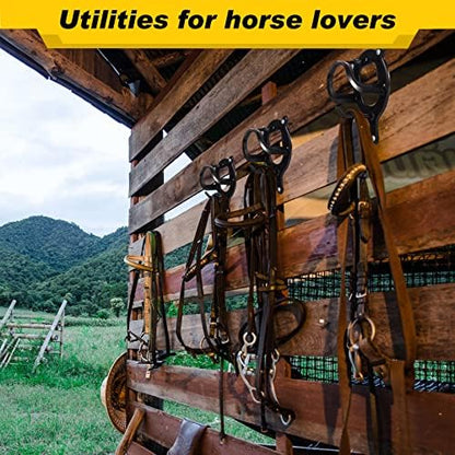 Dunzy 12 Pcs Bridle Hook Metal Holder Wall Mount Horse Barn, Black