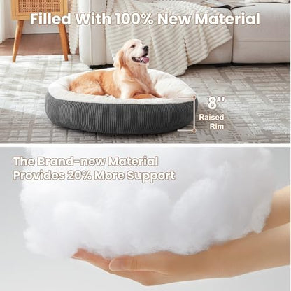 36 inches Calming Donut Dog Bed for Large Dogs,Dark Grey