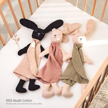 lulumoon Bunny Baby Security Blanket: Skin-Friendly Muslin Snuggle Lovey