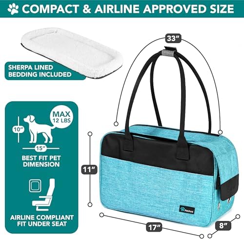 PetAmi Small Dog Purse Carrier with Pockets, Airline Approved, Turquoise