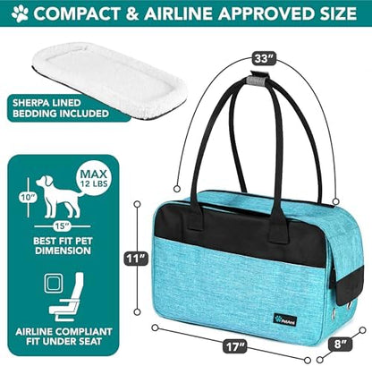 PetAmi Small Dog Purse Carrier with Pockets, Airline Approved, Turquoise