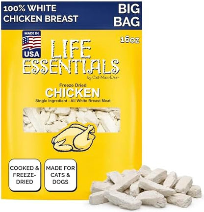 Life Essentials by Cat-Man-Doo | Freeze Dried Chicken Treats | 16oz Bag