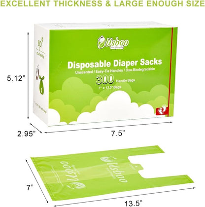 USBOO Disposable Diaper Bags, OXO-Biodegradable, 2 Pack / 600 Count