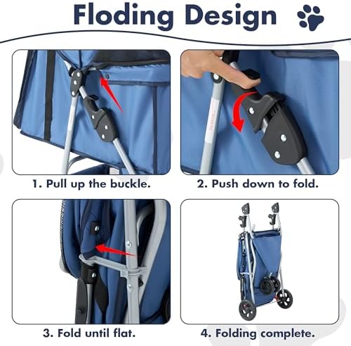 3 Wheel Pet Stroller for Dogs and Cats, Foldable Design