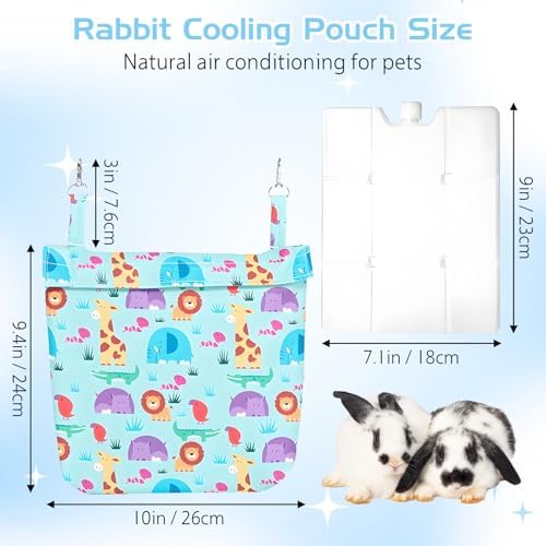 Hamiledyi Rabbit Cooling Pouch with Ice Pack - No Condensation Pad for Bunny Cage Accessories, Washable Cooling Mat for Small Animals (Ferret, Guinea Pig, Chinchilla) in Summer