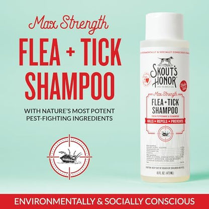 SKOUT'S HONOR Natural Flea and Tick Shampoo for Dogs, 16 oz