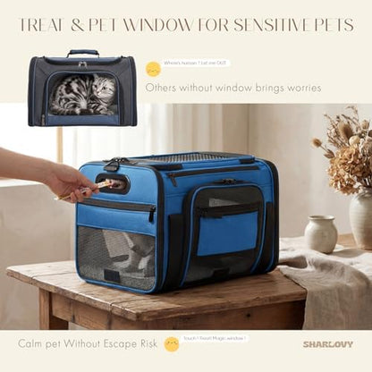 Top-Side Expandable Pet Carrier, Treat Window,17x11x9.5 Airline Approved