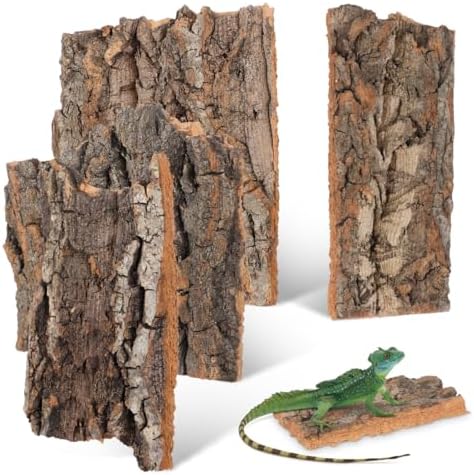 CALLARON 4 Pcs Cork Bark for Reptiles, Natural Terrarium Cork Bark Decor